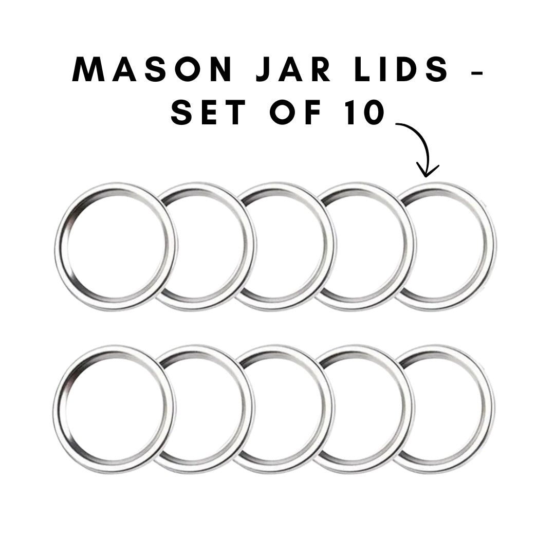 Mason Jar Lids - 10-Pack (Standard & Large Jars)