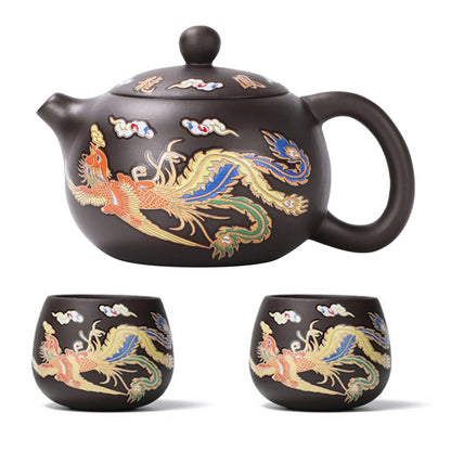 Chinese Dragon Tea Pot & Cups